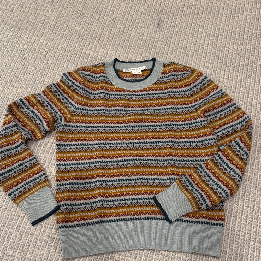 Veronica Beard Women's Striped Crewneck Sweater - Gray, Brown, Orange
